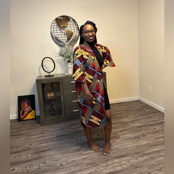 Mid Length Oversize Ankara Kimono - Picture 1 of 3